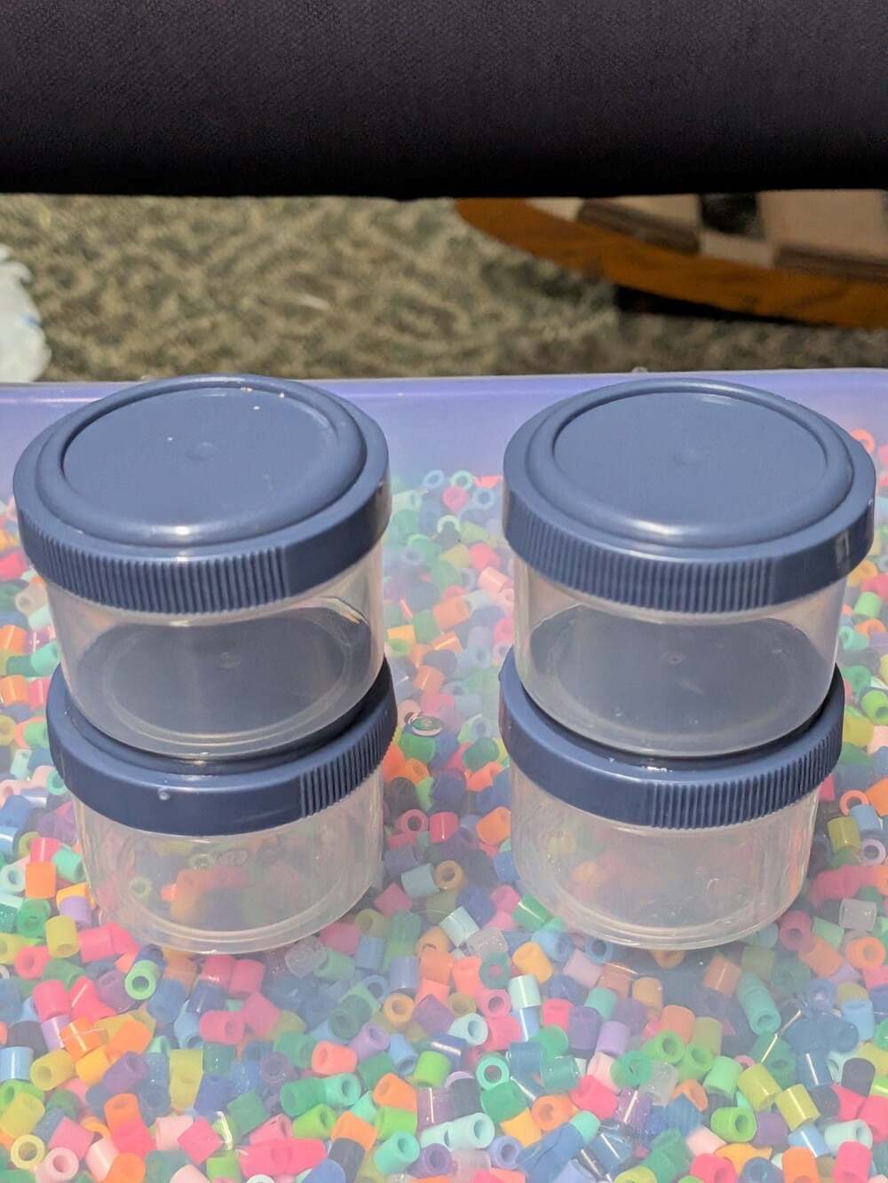 Set of 4 Small Blue Screw-Top Condiment or Storage Containers